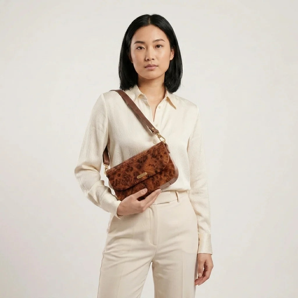 Atlas Saddle Bag open interior showing handcrafted leather compartments
