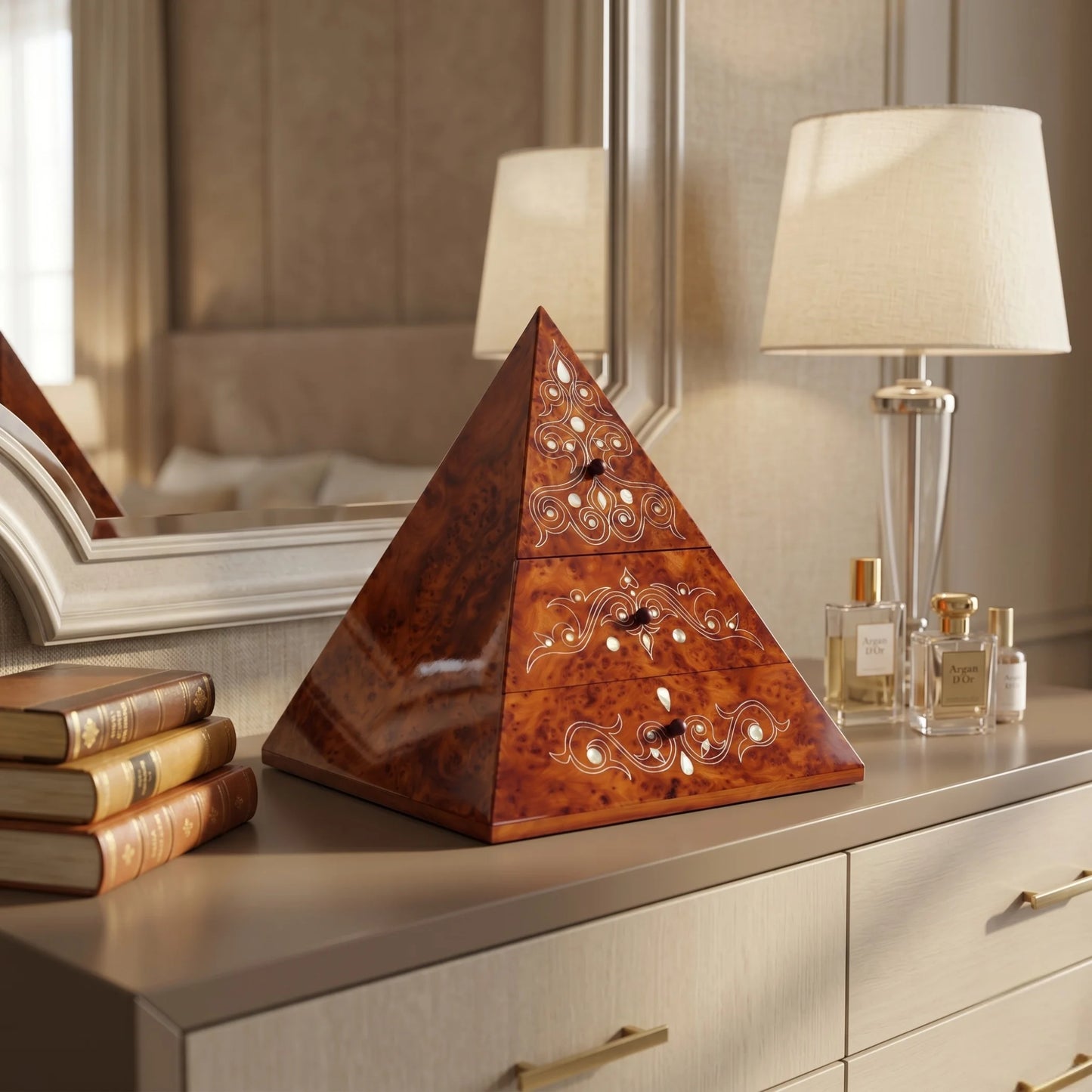Pyramid Jewelry Box Thuya Wood | Essaouira Handcrafted
